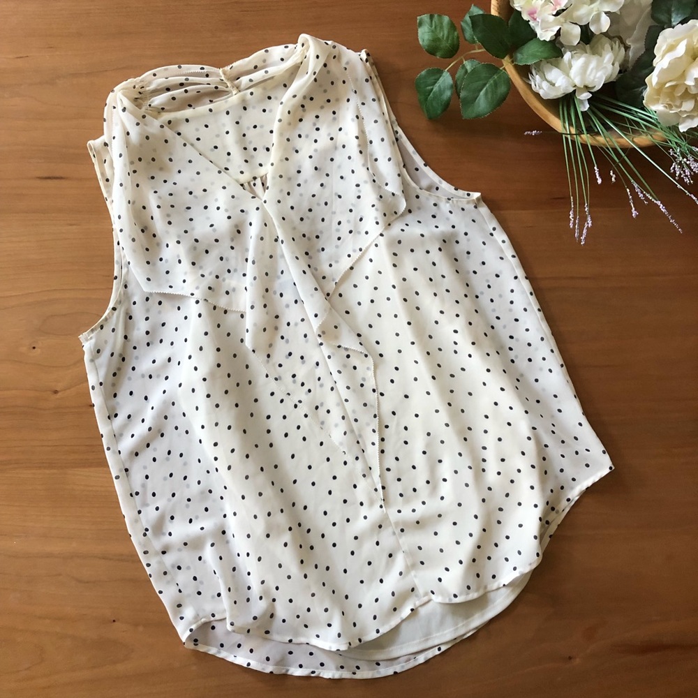 Ann Taylor White Dotted Blouse